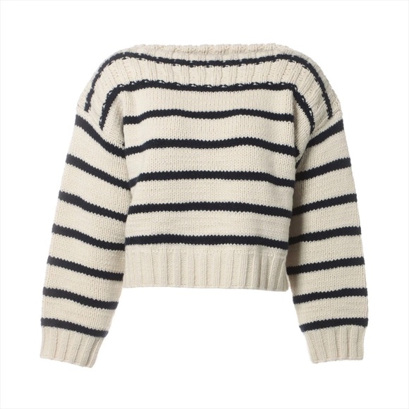 Celine Black and White Striped Cropped Sweater - Picture 2 of 9